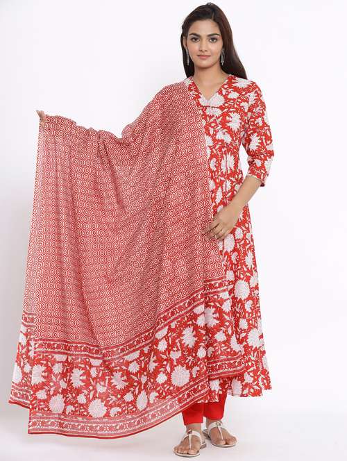 floral kurta dupatta set - 17647284 -  Standard Image - 0