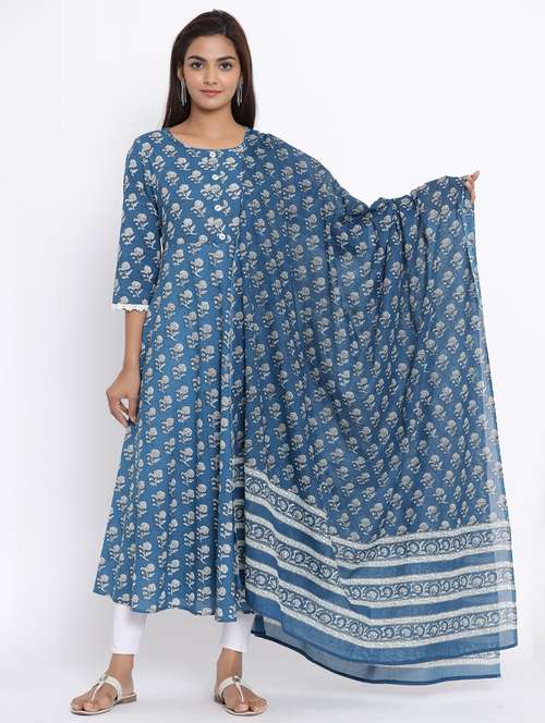 floral kurta dupatta set - 17647285 - Standard Image - 0