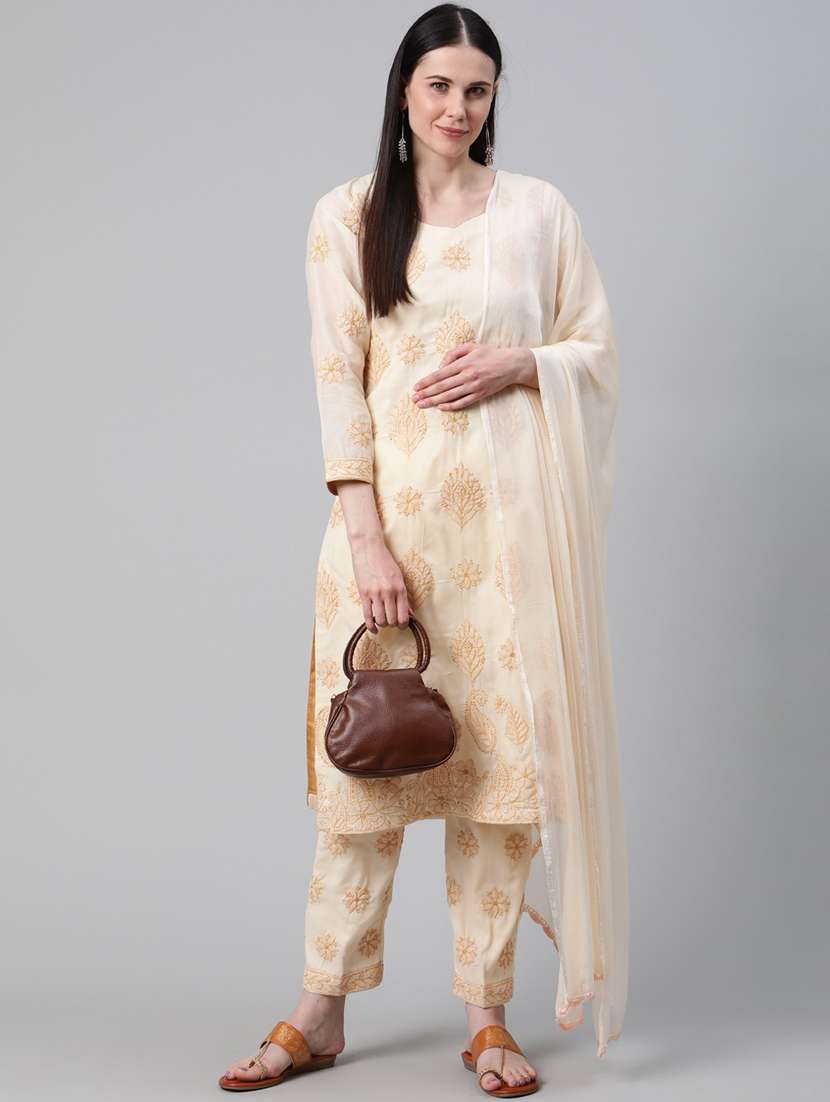 ada hand-embroidered chikankari unstitched suit