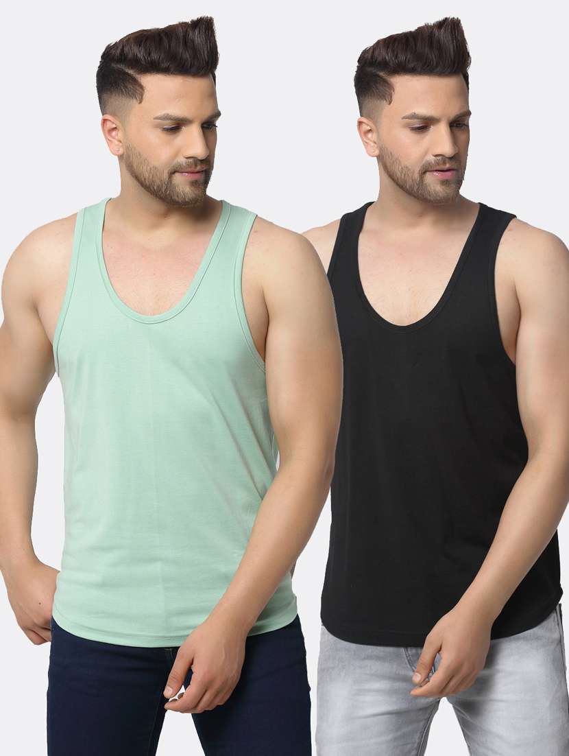 set of 2 multi colored solid vest