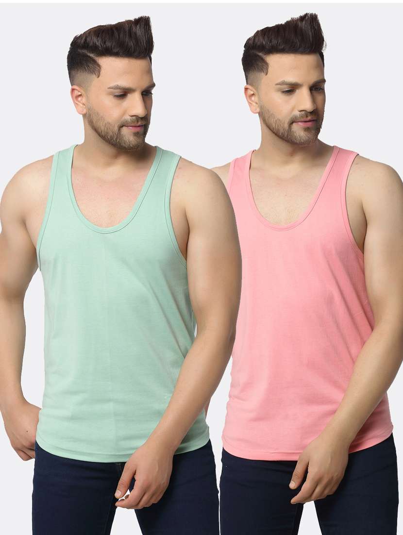 set of 2 multi colored solid vest