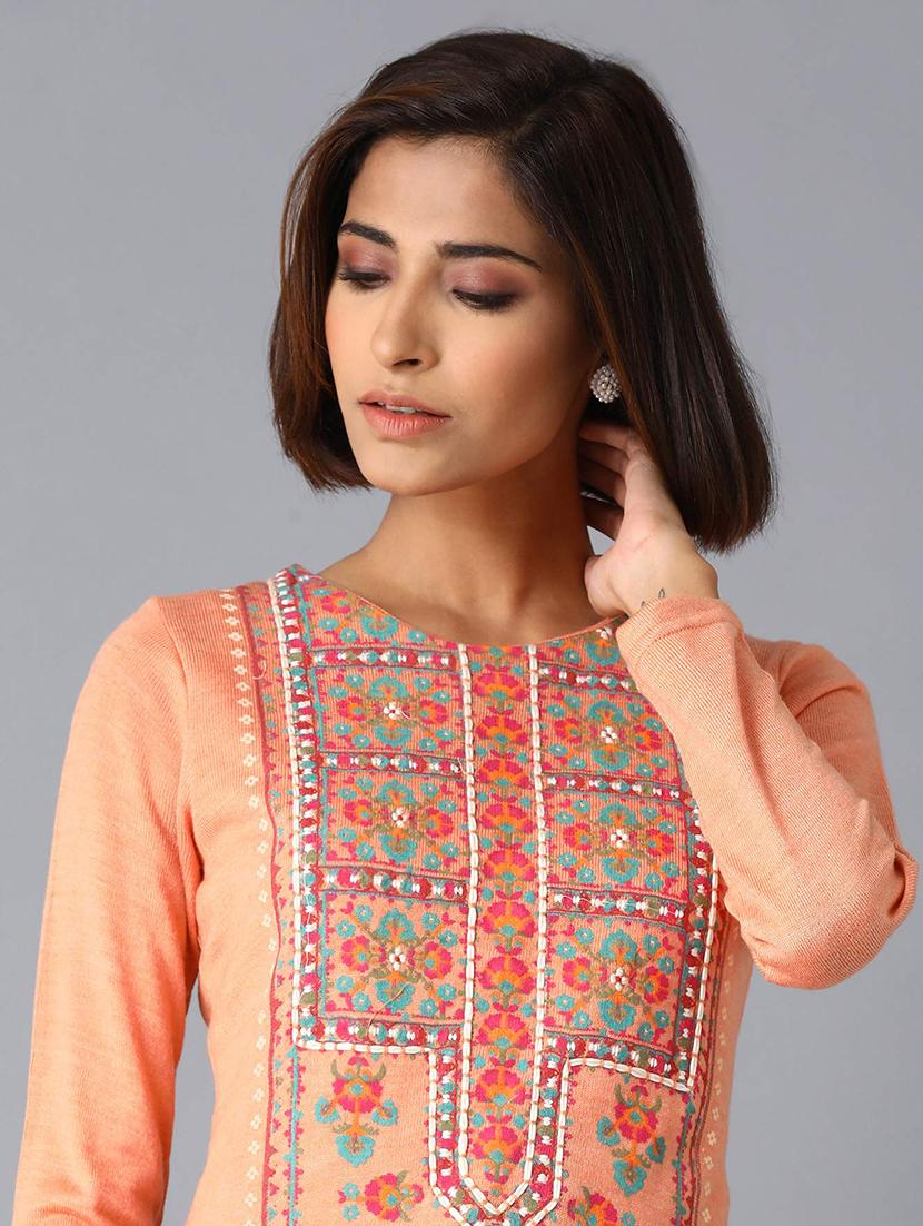 jacquard straight kurta - 17649459 - Standard Image - 4