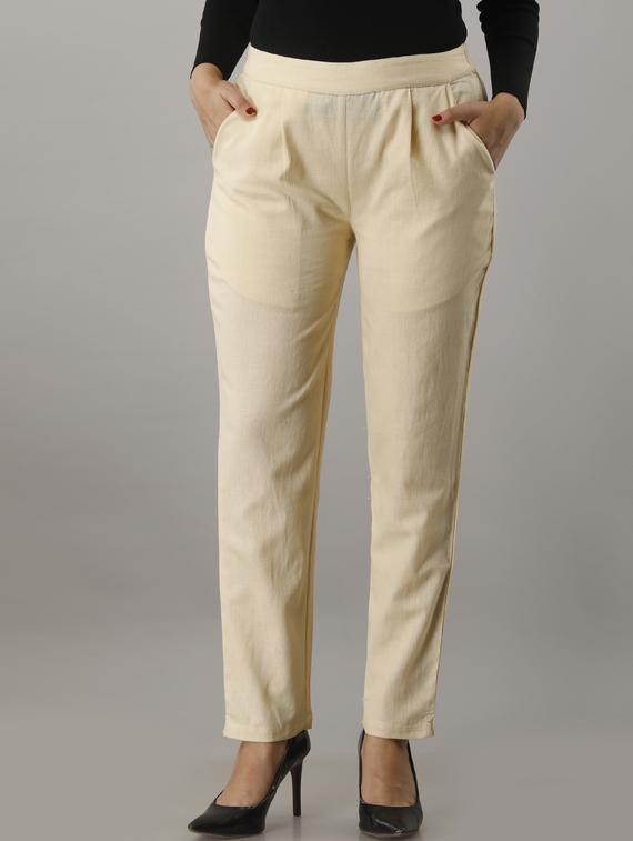 women solid mid rise cigarette pants 