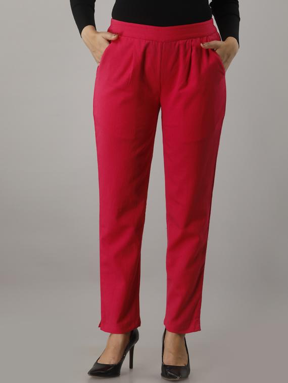 women solid mid rise cigarette pants  - 17649878 -  Zoom Image - 0