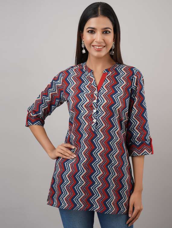 multi colored cotton regular tunic
