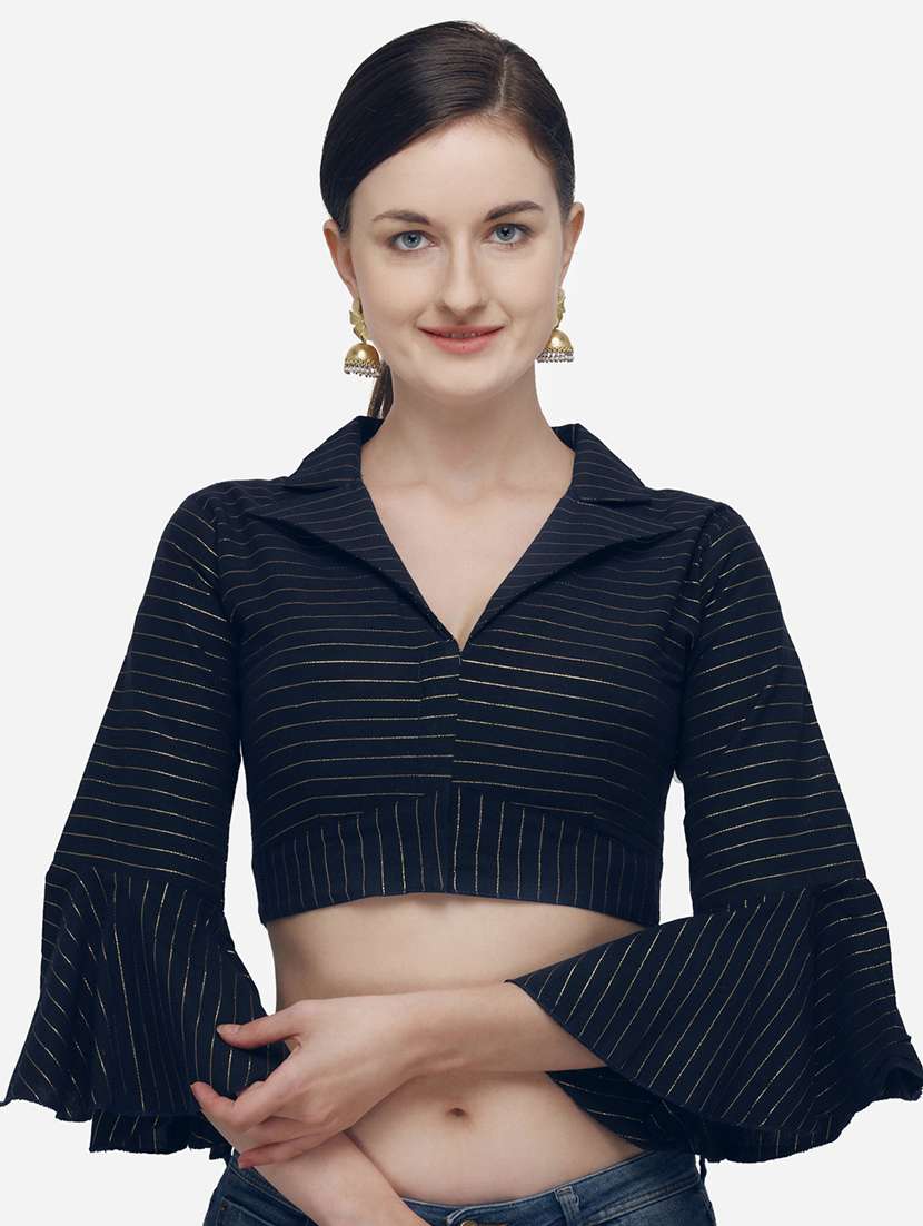 striped bell sleeves blouse