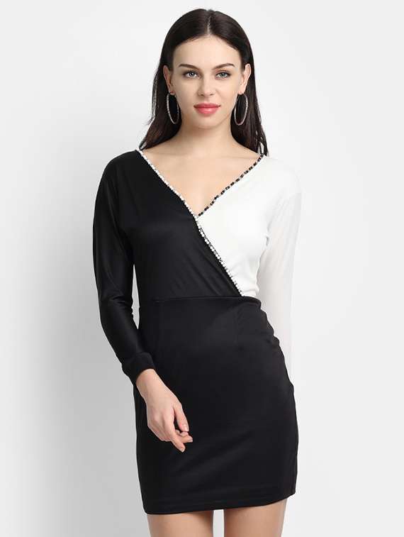 women's bodycon color block dress