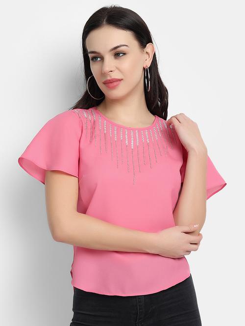 women's straight round neck top - 17651667 -  Standard Image - 0
