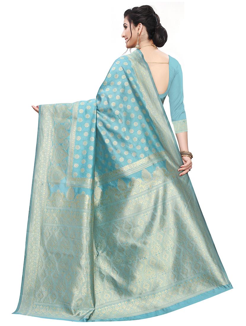 ethnic motifs woven saree with blouse - 17651891 - Standard Image - 1