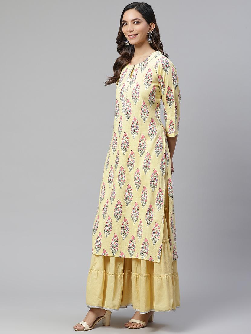 yellow rayon kurta sharara  set - 17652249 -  Standard Image - 1