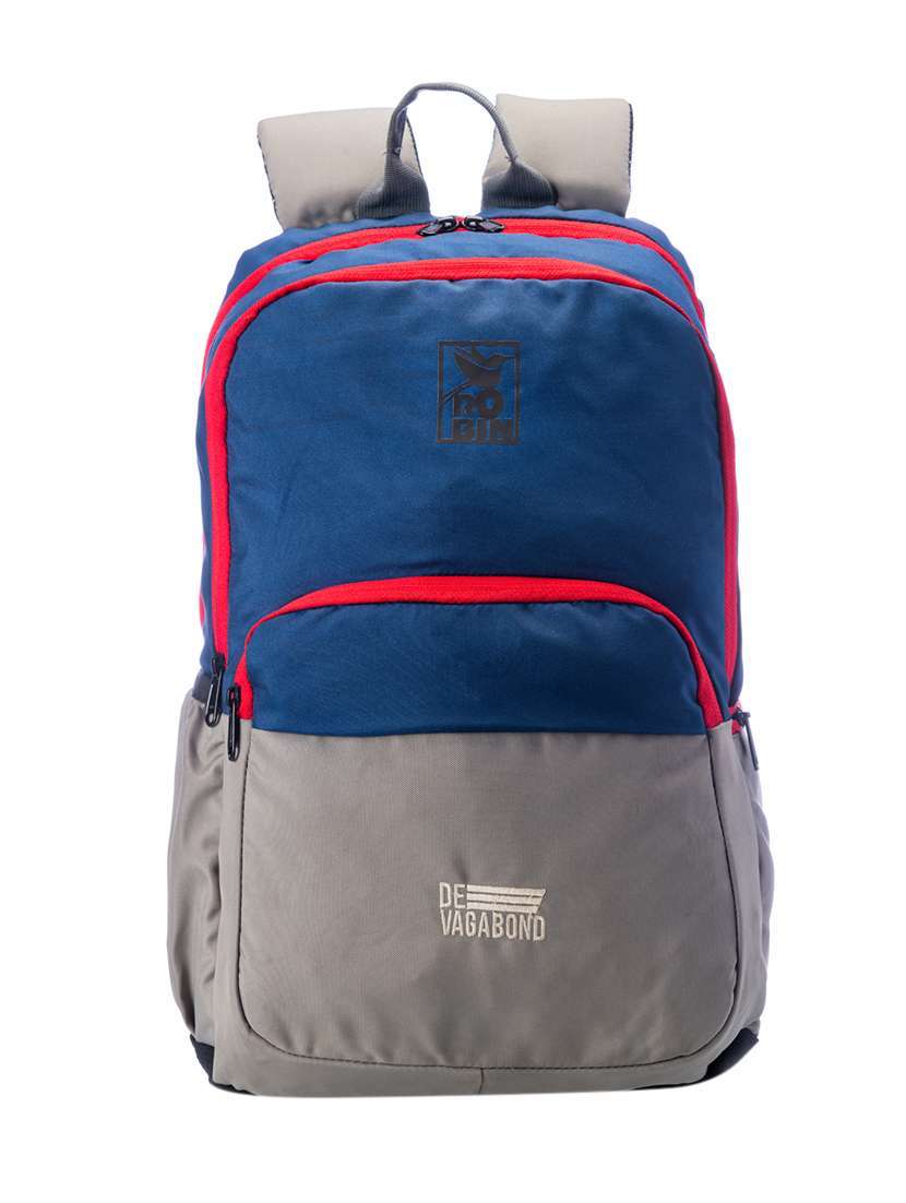 blue polyester backpack