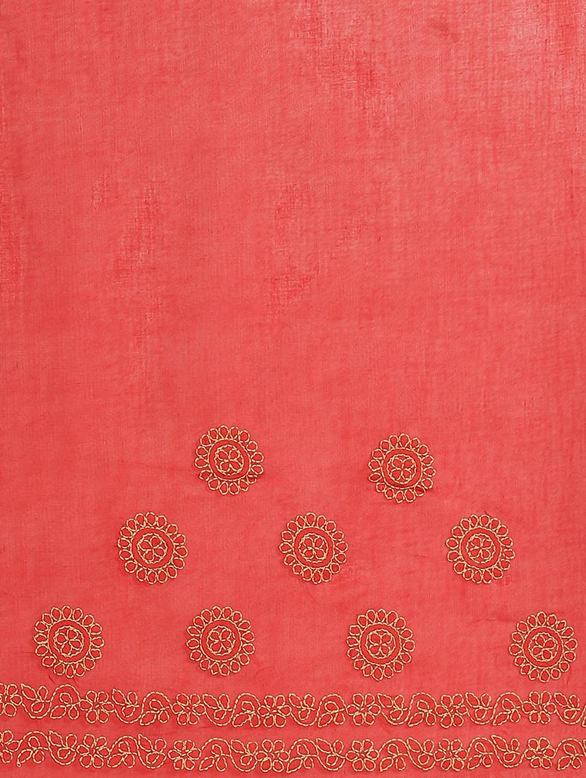 ada hand-embroidered red chikankari saree with blouse - 17652338 - Standard Image - 4