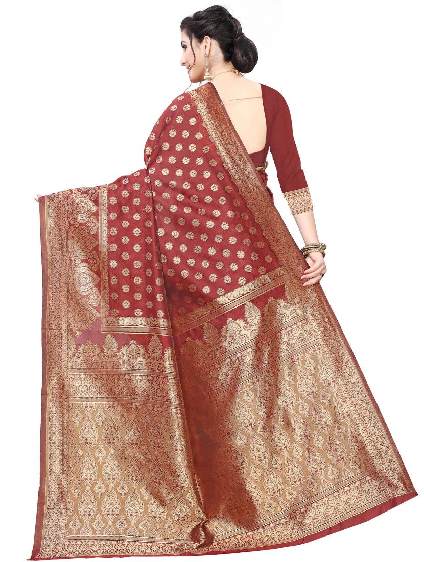 jacquard woven saree with blouse - 17652953 - Standard Image - 1