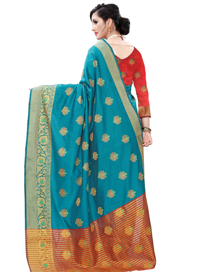 ethnic motifs woven saree with blouse - 17653090 -  Standard Image - 1