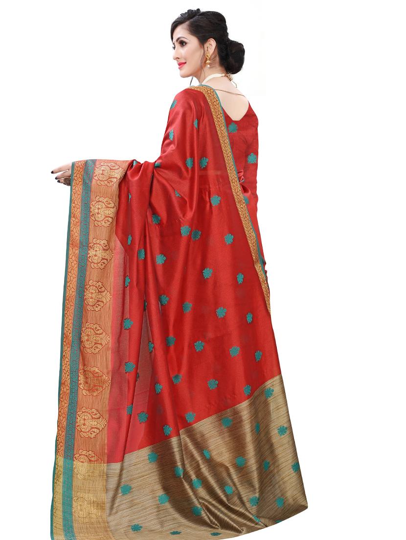 ethnic motifs woven saree with blouse - 17653098 - Standard Image - 1