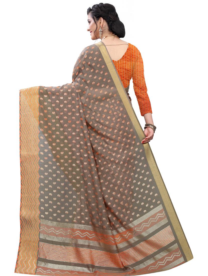 paisley printed saree with blouse - 17653105 -  Standard Image - 1