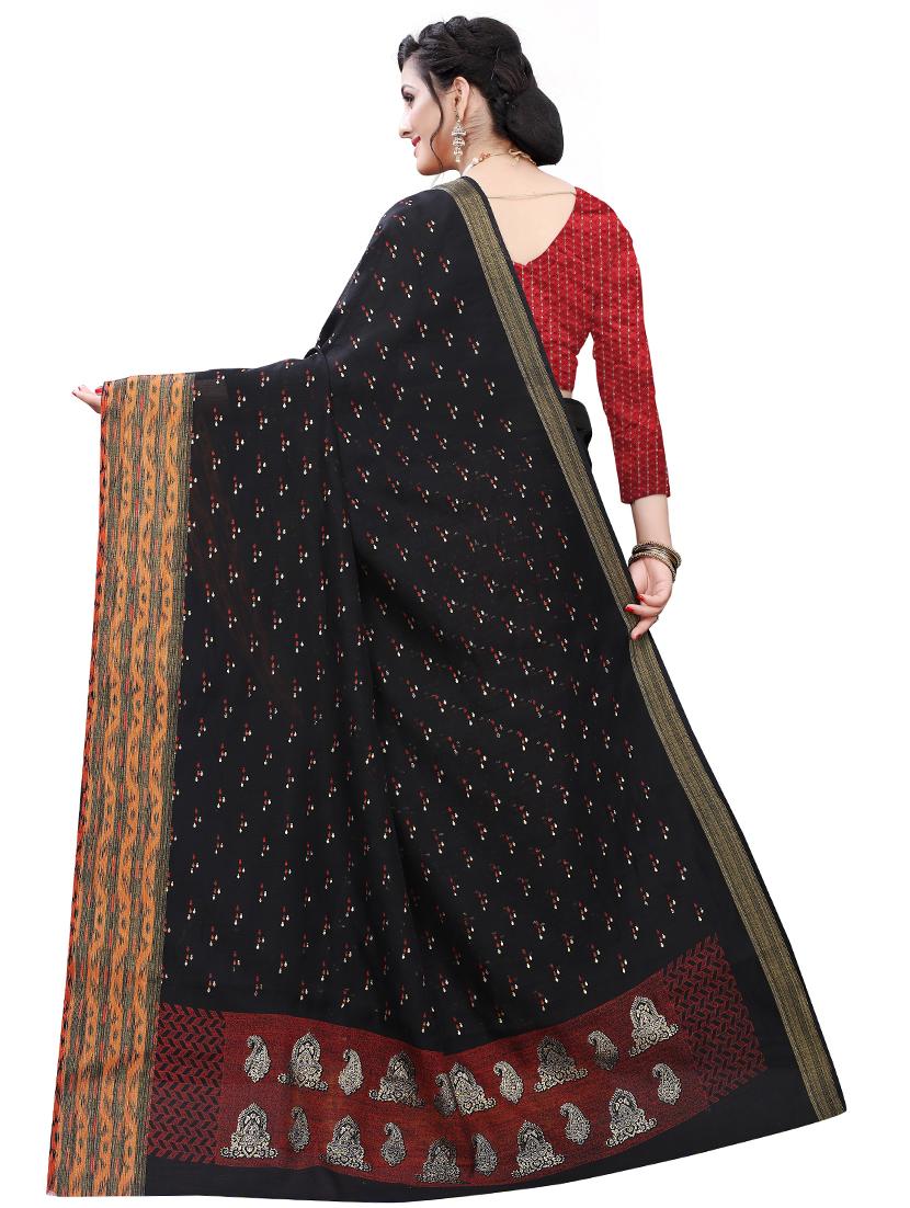 foil printed saree with blouse - 17653106 - Standard Image - 1