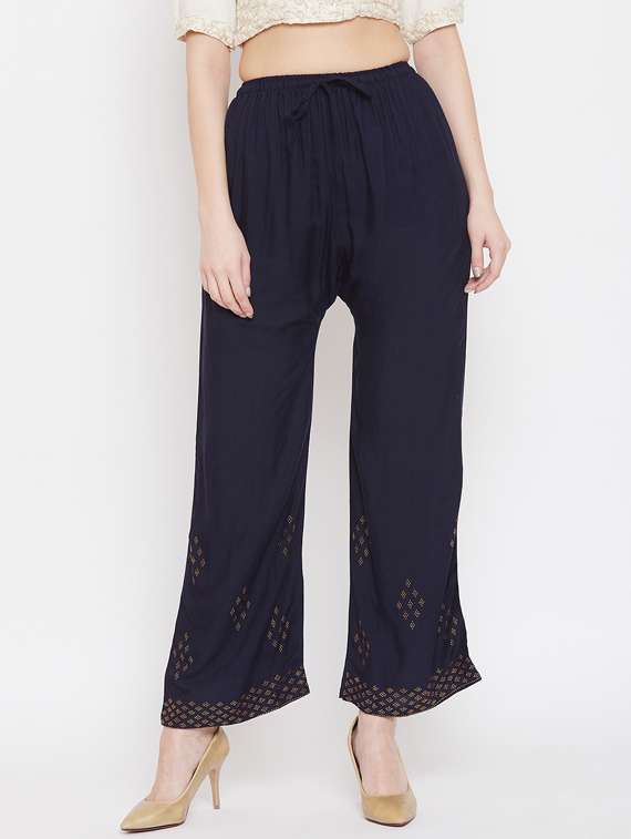 navy blue solid palazzo