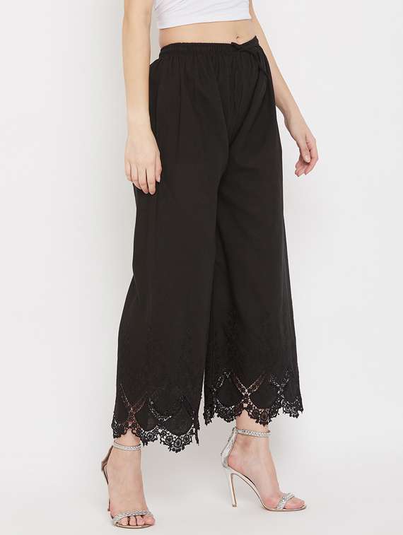 black cotton palazzos - 17653850 -  Standard Image - 1