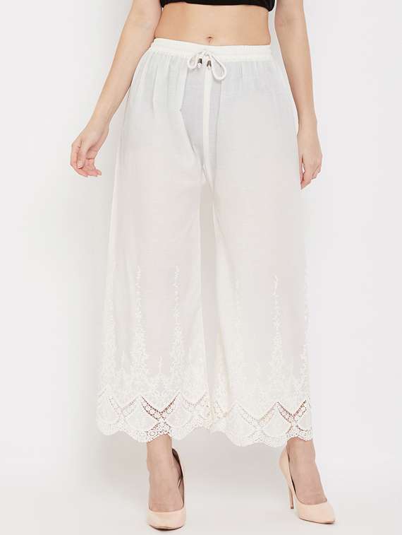 white cotton palazzos