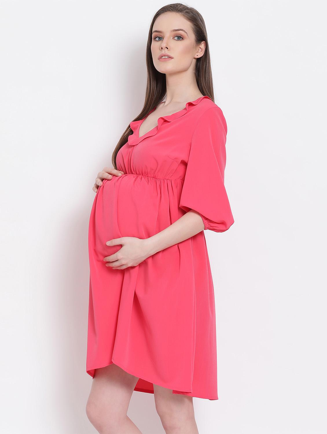 ruffle detail maternity wear dress - 17653901 - Standard Image - 1