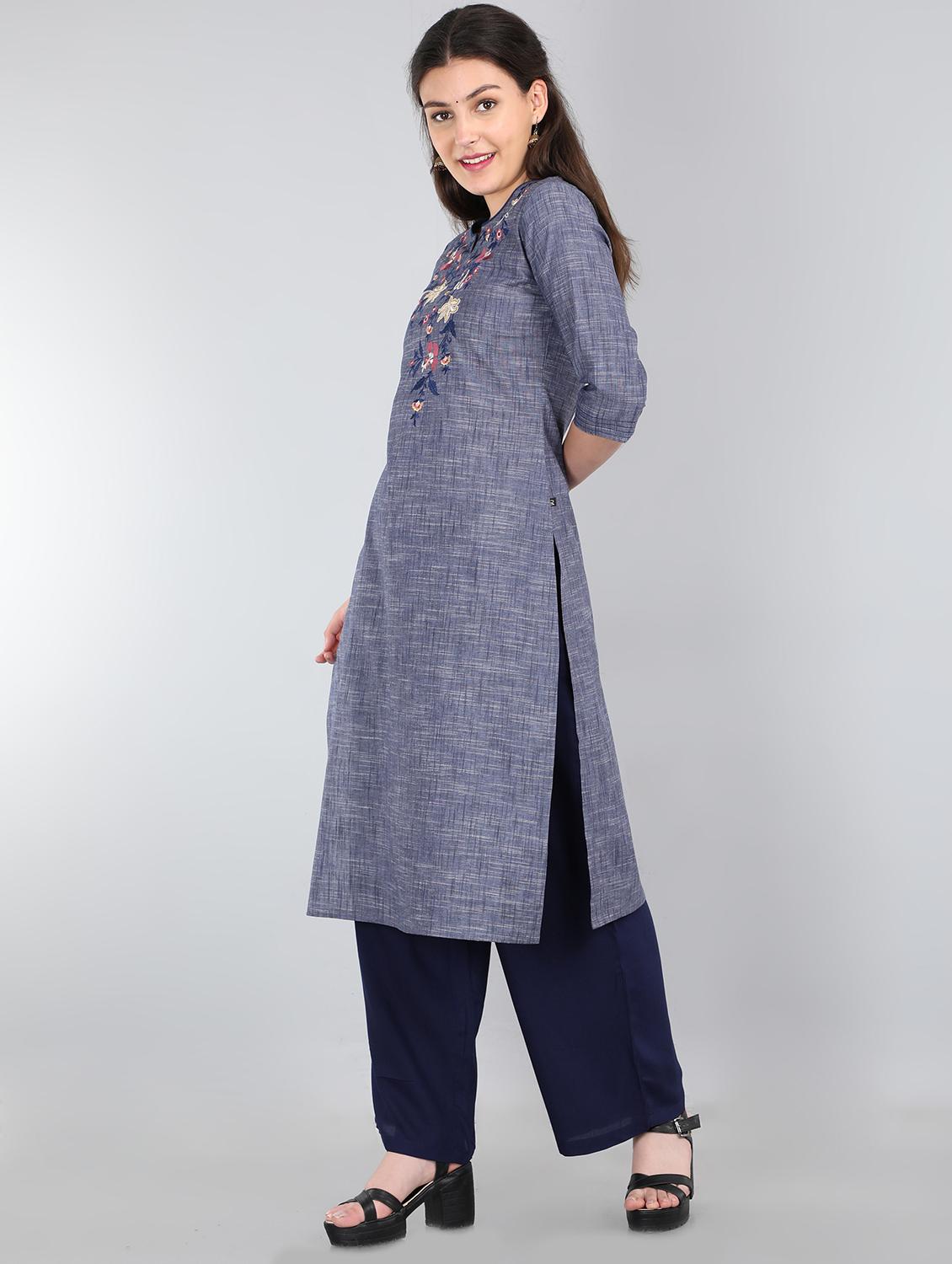 embroidered straight kurta - 17654810 - Standard Image - 1