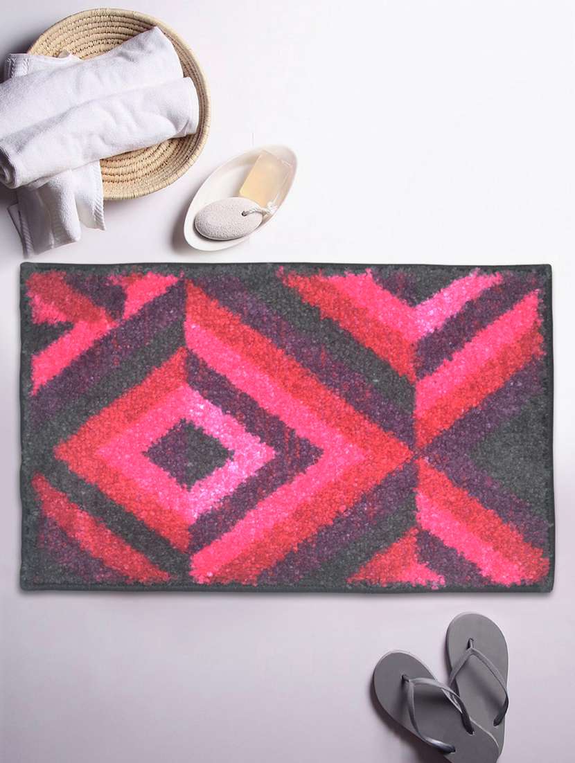 bianca soft-cotton bath mat with rubber back -1pc small (super dry) abstract-purple