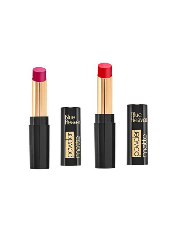 blue heaven combo of 2 powder matte lipsticks (apple orchard & coral touch)