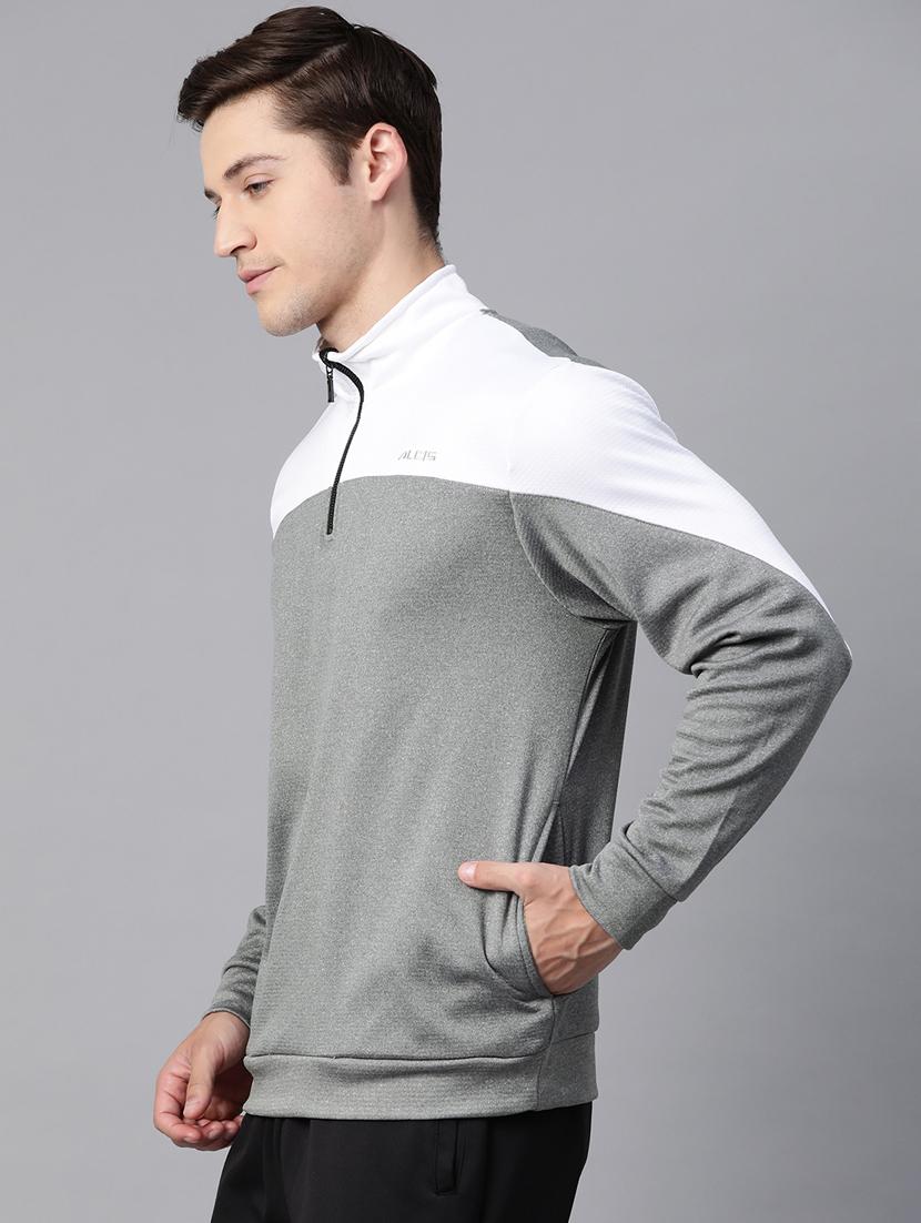 grey color block cut & sew sweatshirt - 17655684 -  Standard Image - 1