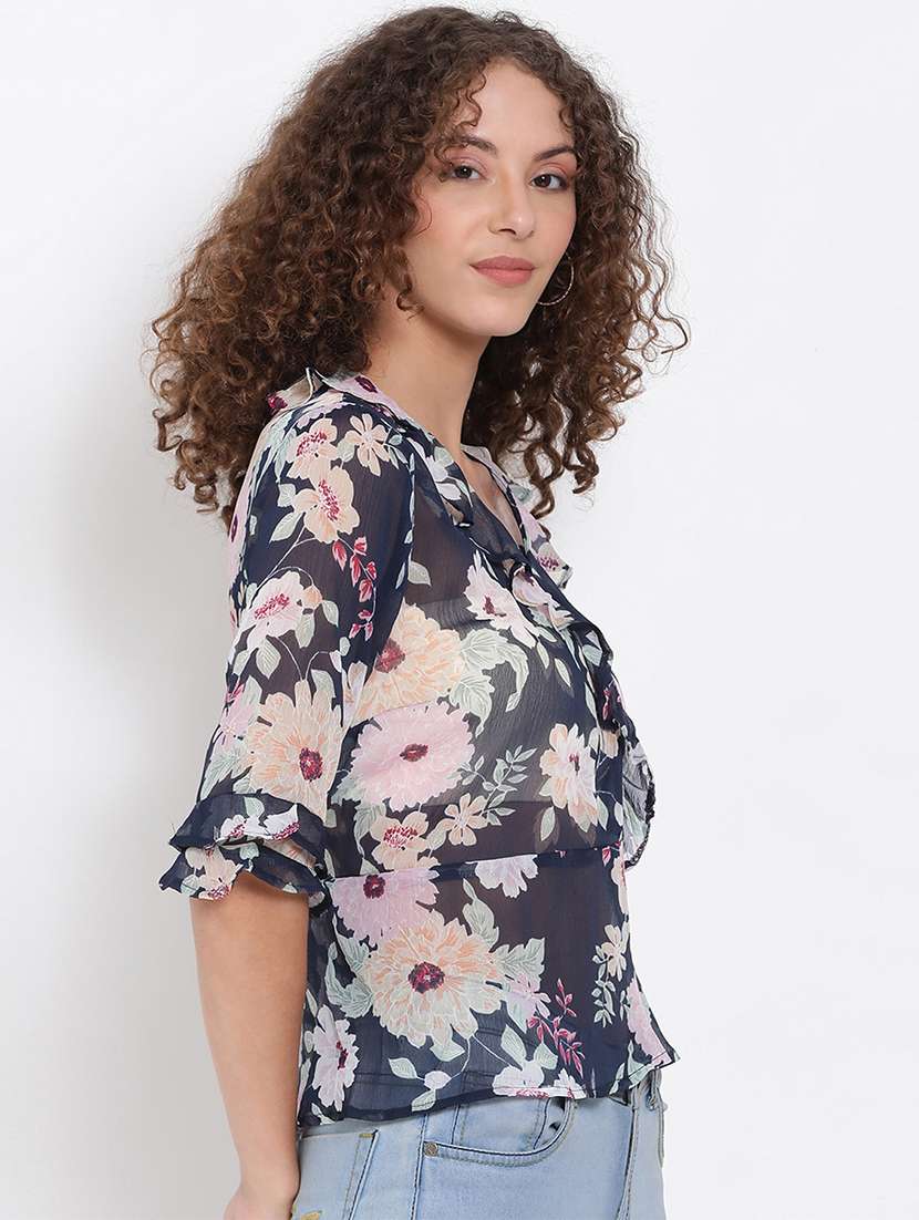 women's peplum overlap neck top - 17655744 -  Standard Image - 1