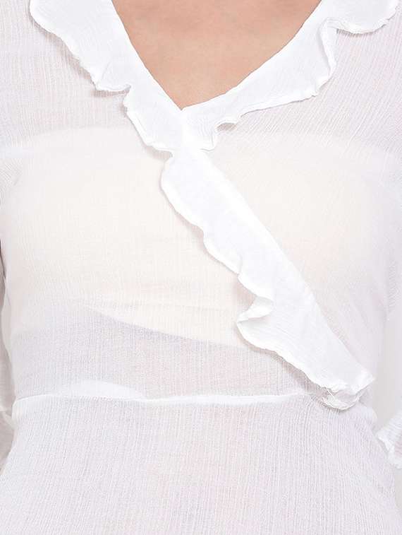 women's straight overlap neck top - 17655747 -  Standard Image - 4