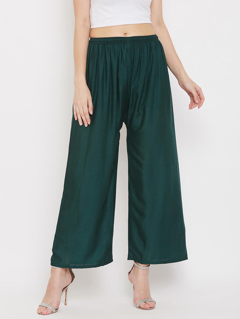 green rayon palazzos - 17656932 -  Zoom Image - 0