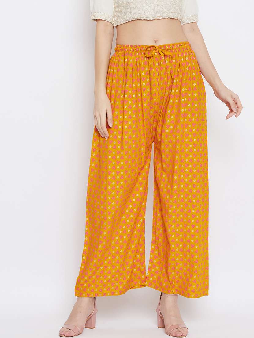 yellow rayon palazzos