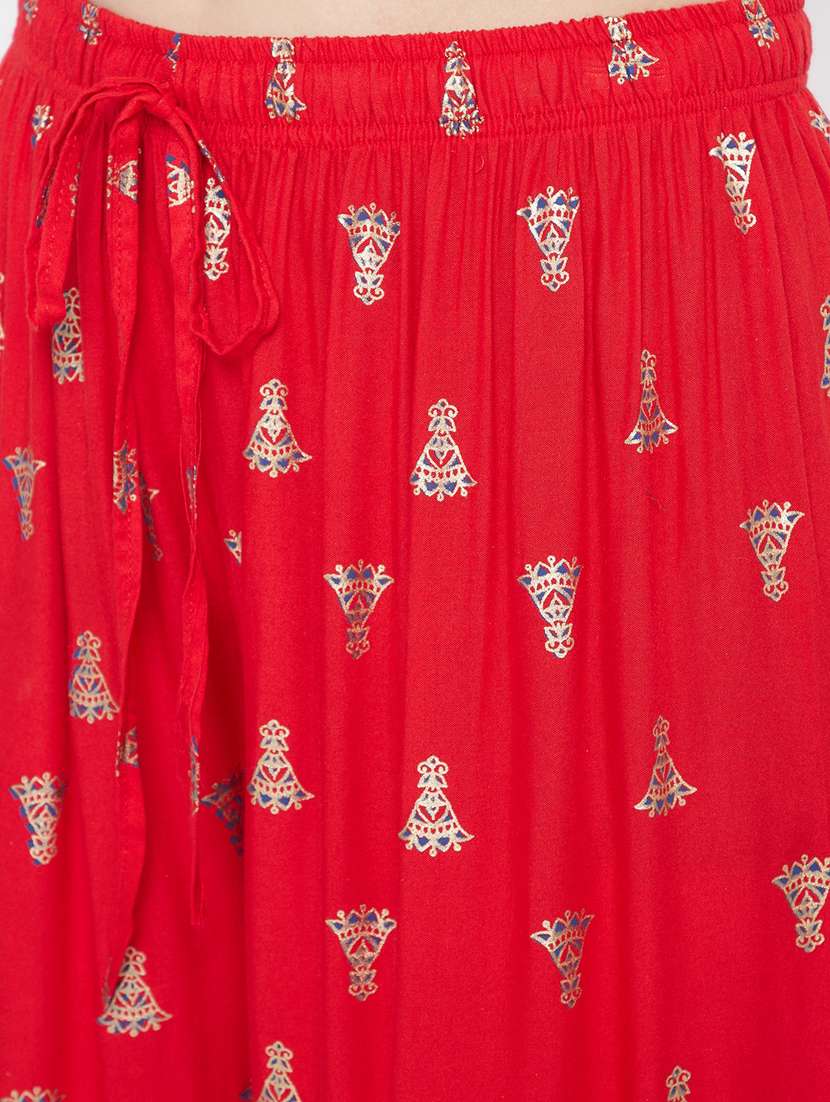 red rayon flared palazzo - 17656998 -  Standard Image - 4
