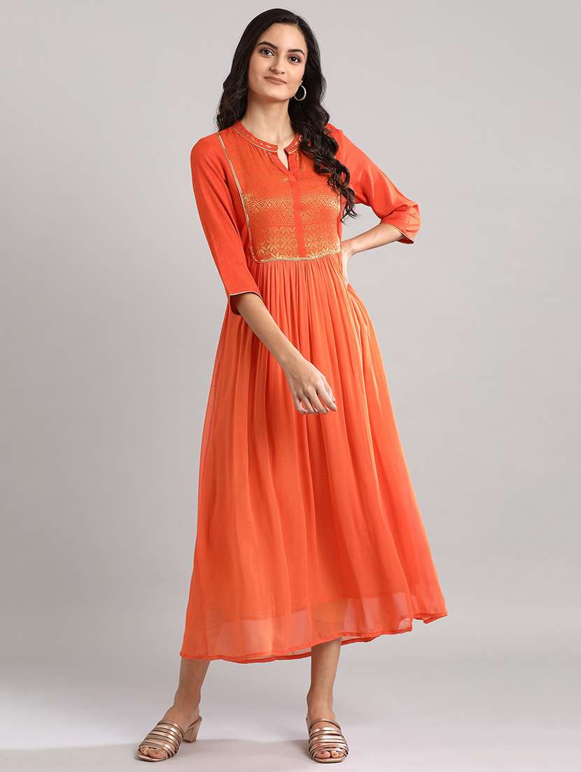 zari work a-line ethnic dress