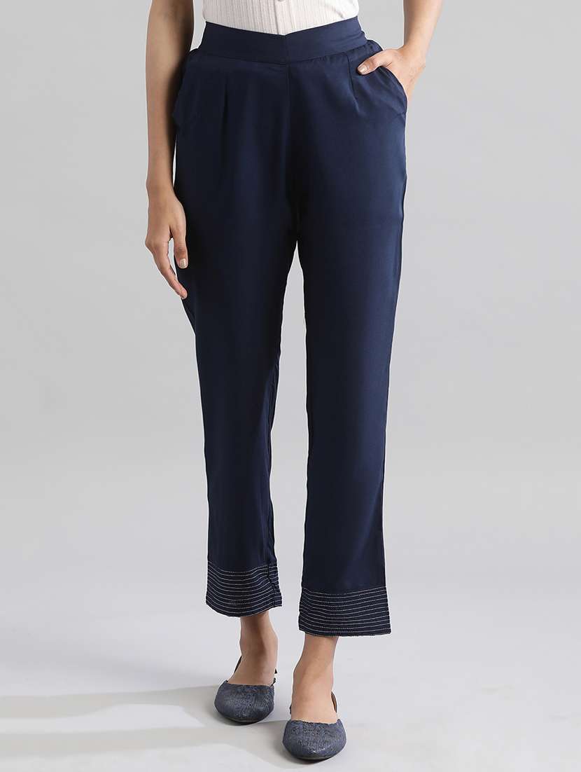 high rise flat front trousers