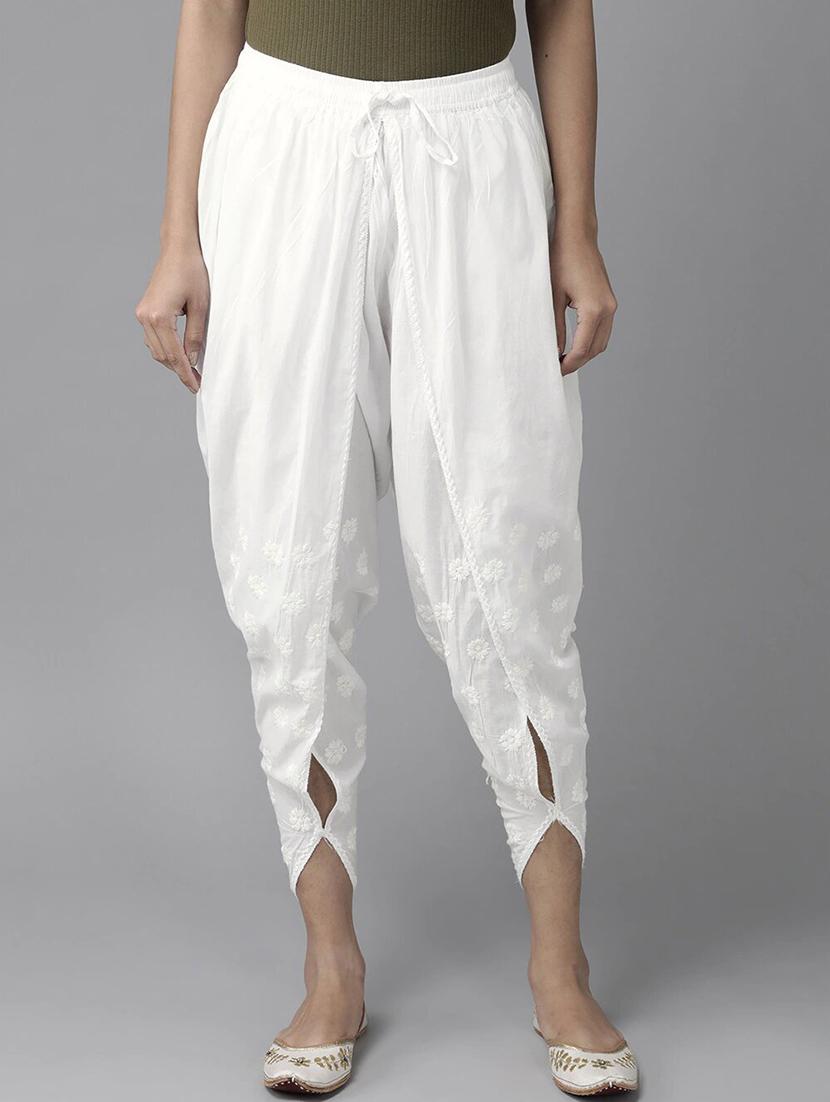 ada hand-embroidered white chikankari dhoti salwar - 17659175 - Zoom Image - 0