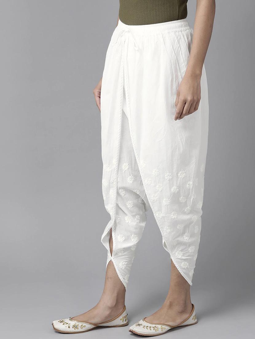 ada hand-embroidered white chikankari dhoti salwar - 17659175 - Standard Image - 1
