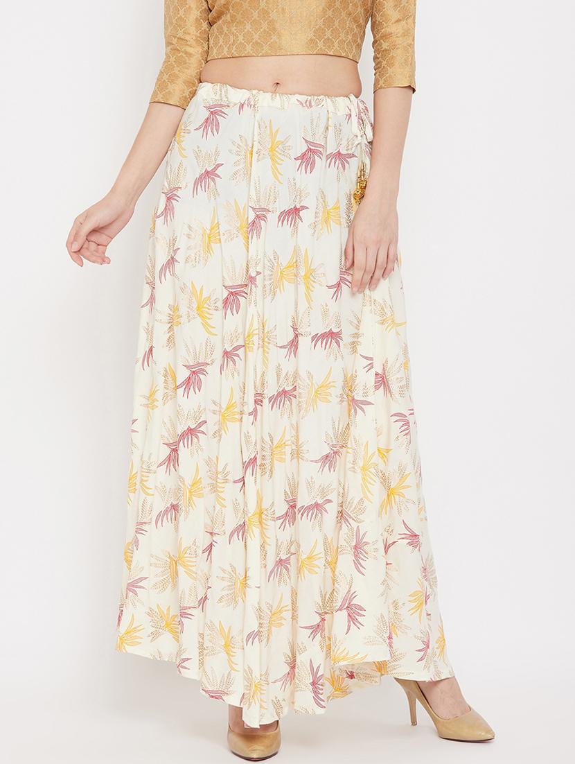 offwhite rayon flared skirt - 17659241 -  Zoom Image - 0