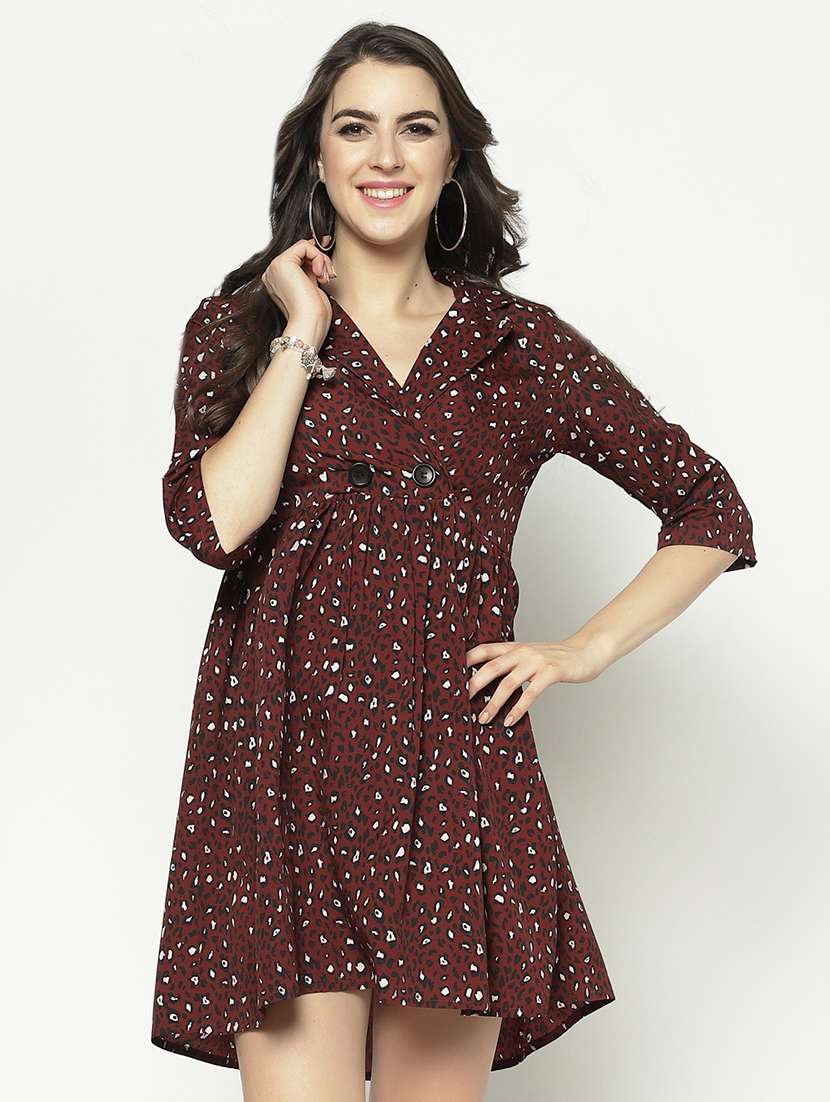 animal printed flared dress 