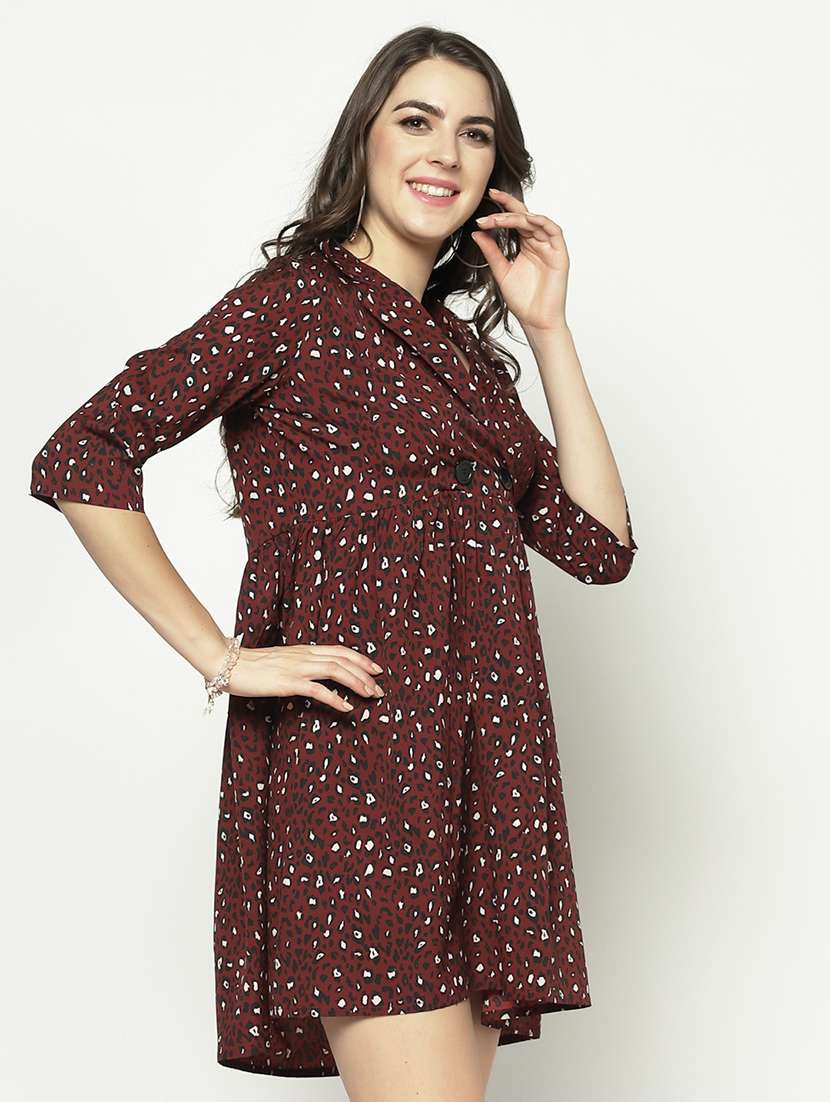 animal printed flared dress  - 17661245 -  Standard Image - 1