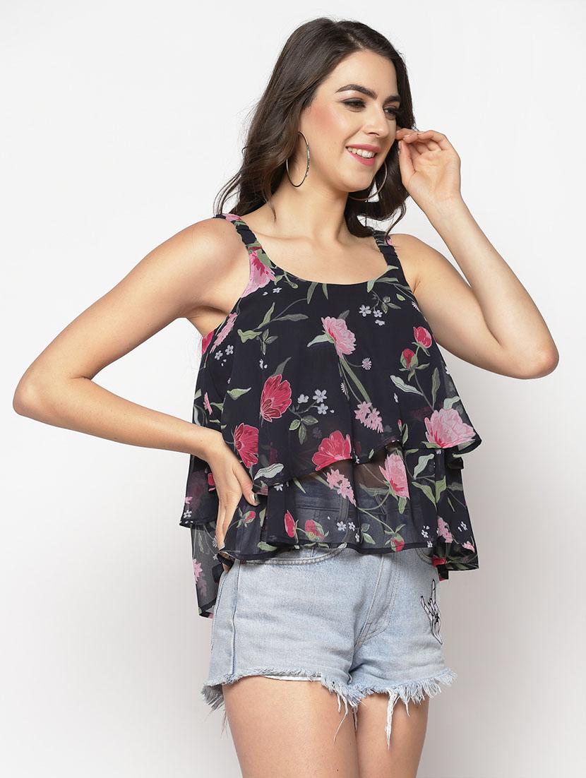 floral a-line top - 17661288 - Standard Image - 1