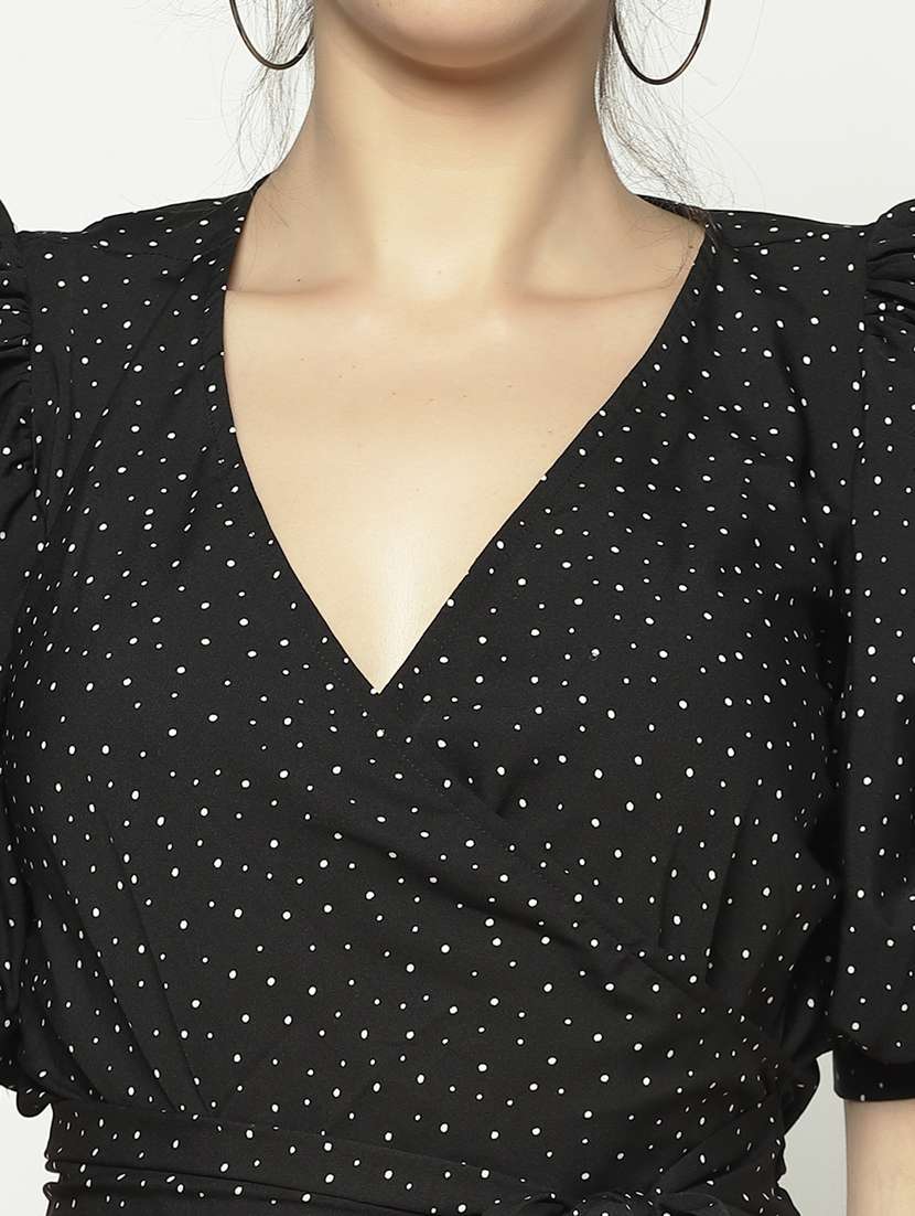 women's wrap overlap neck top - 17661294 - Standard Image - 4
