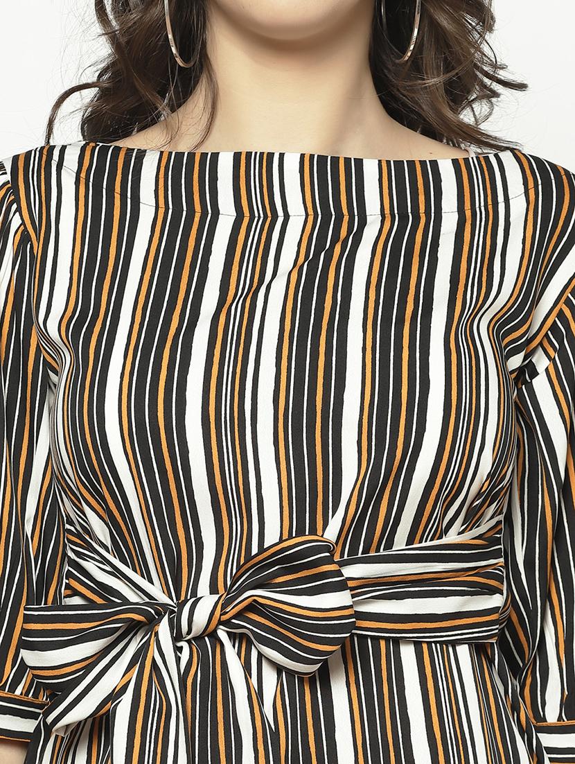 tie front striped top - 17661295 - Standard Image - 4