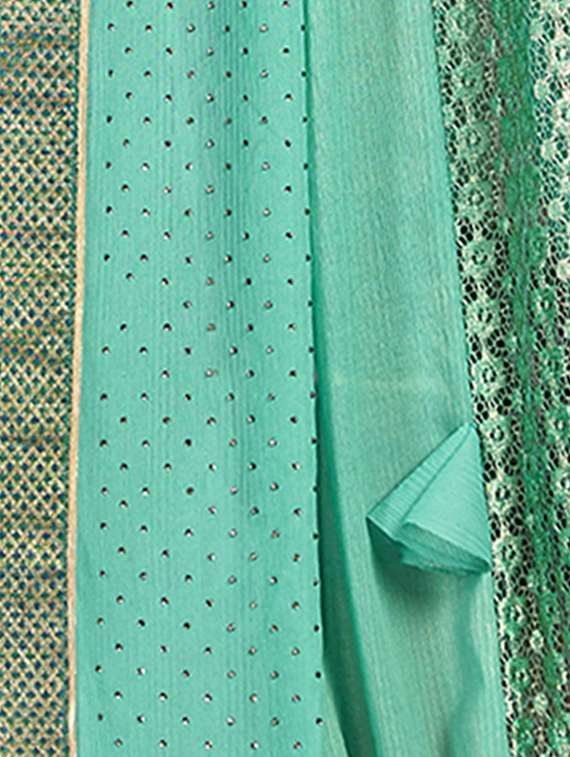 sea green bordered saree - 17661366 - Standard Image - 1
