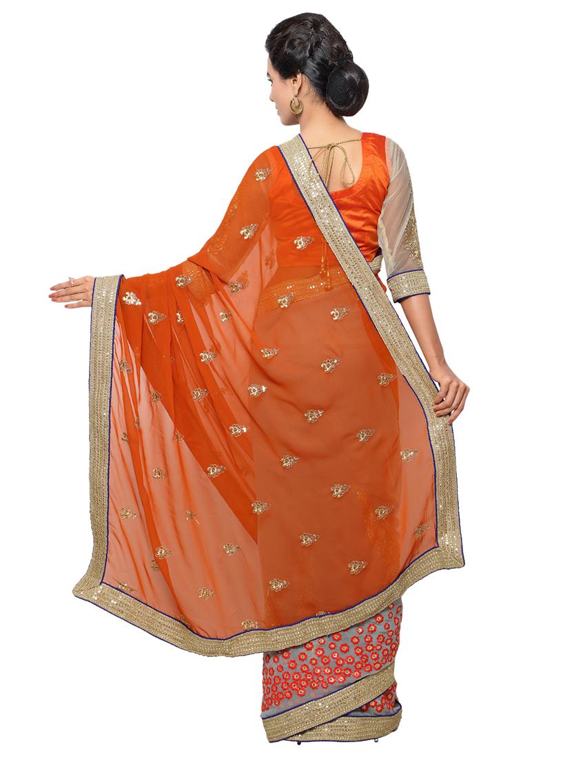 embroidered half & half saree with blouse - 17661541 -  Standard Image - 1