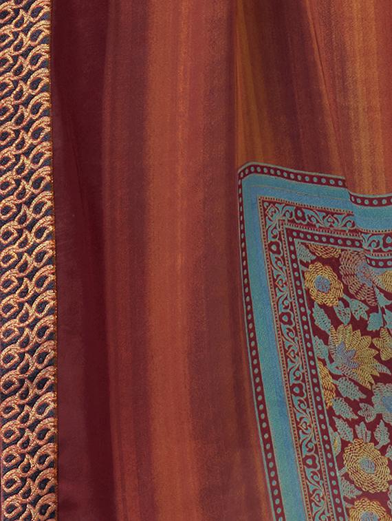 floral printed saree with blouse - 17661567 - Standard Image - 1