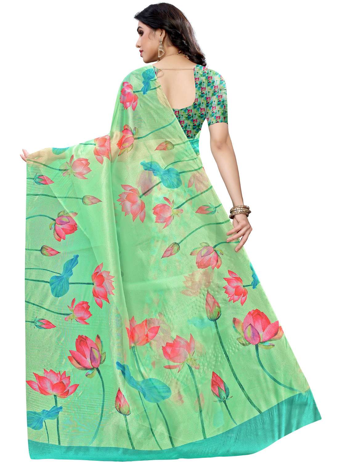 Floral Printed Saree With Blouse - 17662245 -  Standard Image - 1