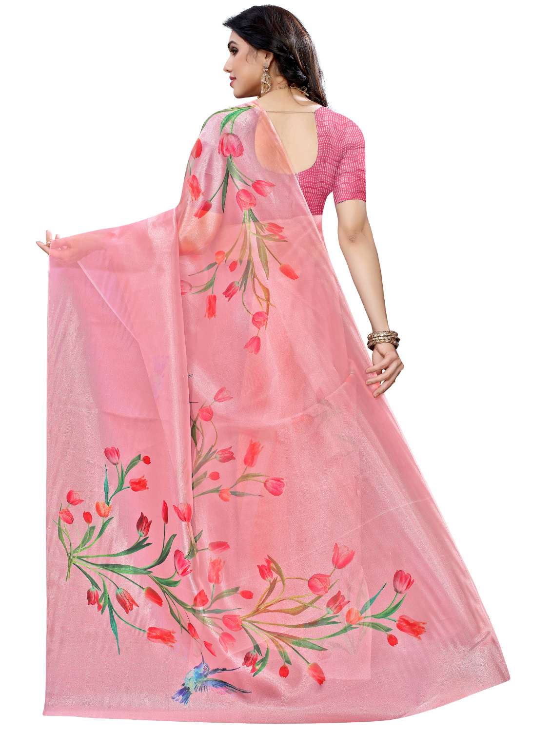 Floral Printed Saree With Blouse - 17662246 -  Standard Image - 1