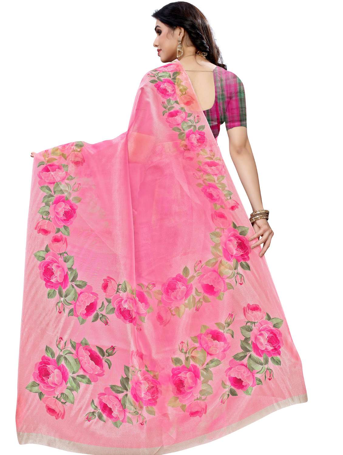 Floral Printed Saree With Blouse - 17662248 -  Standard Image - 1
